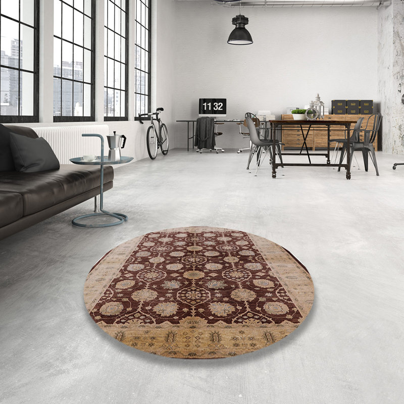 Tapis oriental crème / bronze Sighrik, Rond 6 pi
