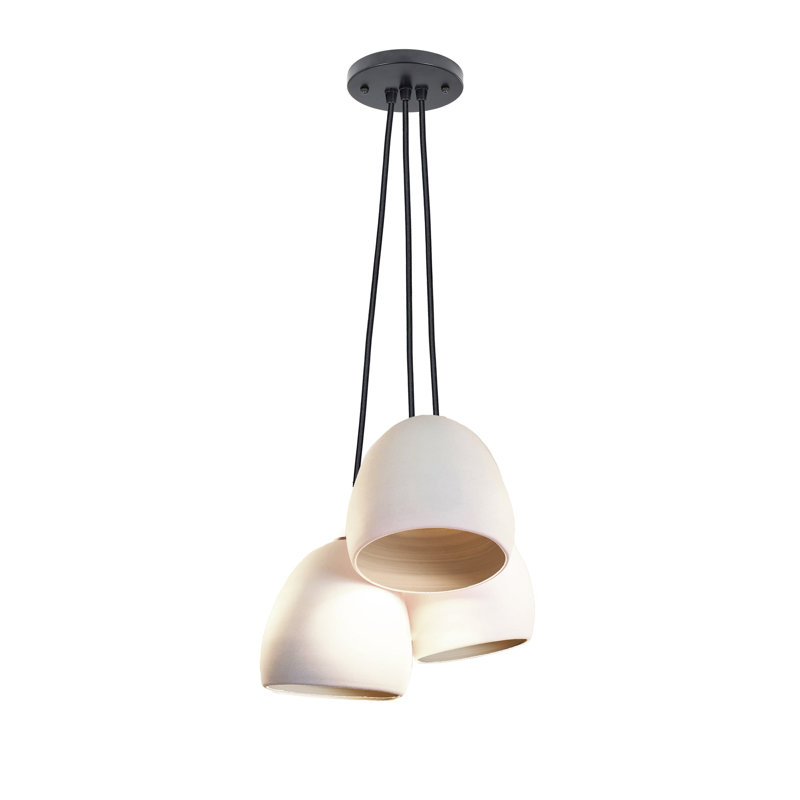Luminaire suspendu grappe 3 lumières Clay, DEL, H 120 po, Noir