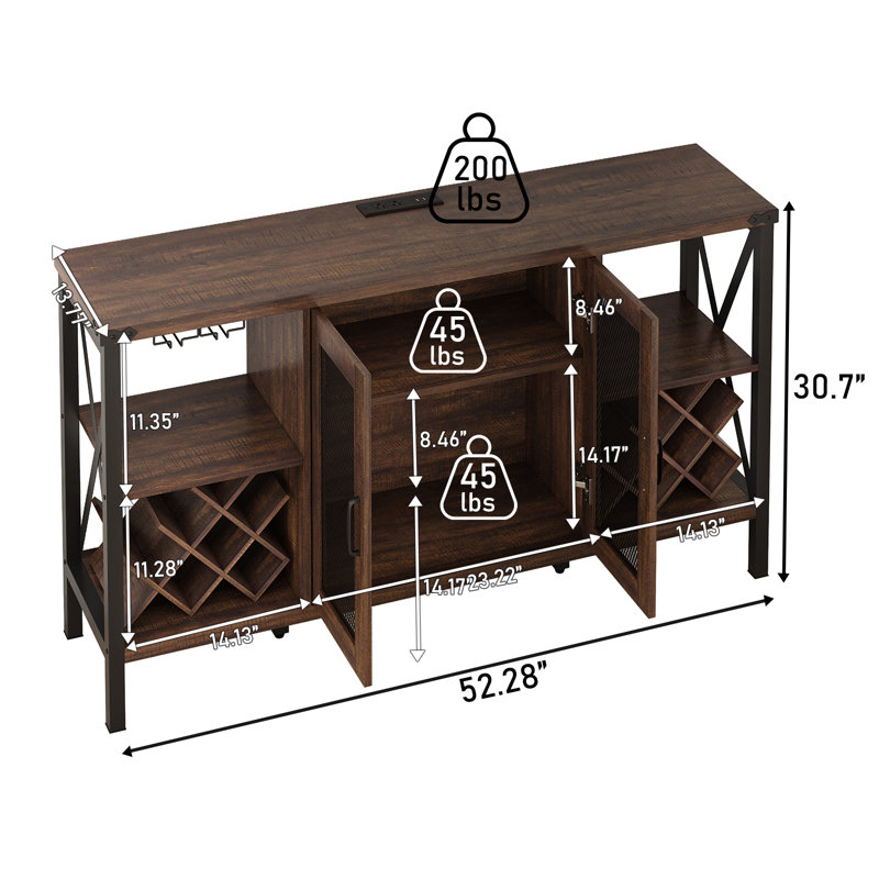 Armoire bar 52,28 po, Brun