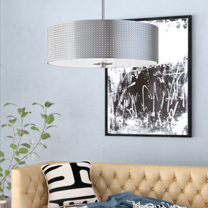 1 - Light Brushed Nickel Single Pendant, 7.5" H x 24" W x 24" D