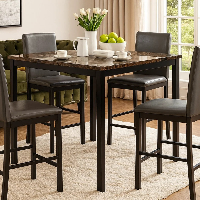Johnchristopher Marble Top Metal Base Dining Table