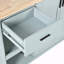 Îlot de cuisine avec comptoir pliable, chariot de rangement de cuisine avec tablette coulissante, porte-serviettes et tiroir, chariot de cuisine sur roulettes, pour cuisine, salon, salle à manger, gris-bleu