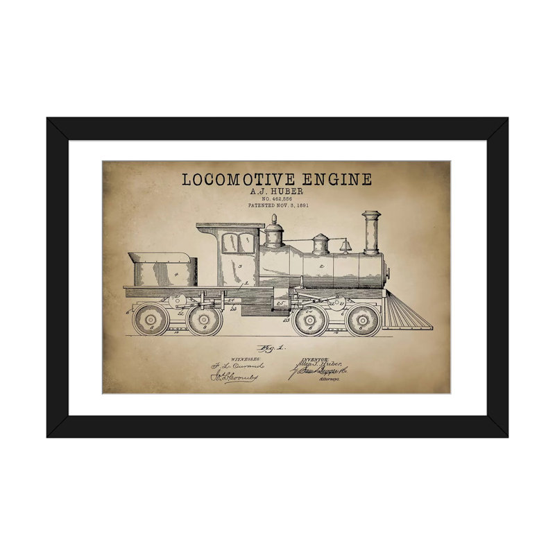 «Locomotive Engine, 1891» par Brevet Print Store - impression sur toile, H 24 po x l 32 po x P 1 po