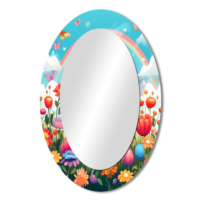 Miroir mural ovale orange monarque papillon, 36 po x 24 po