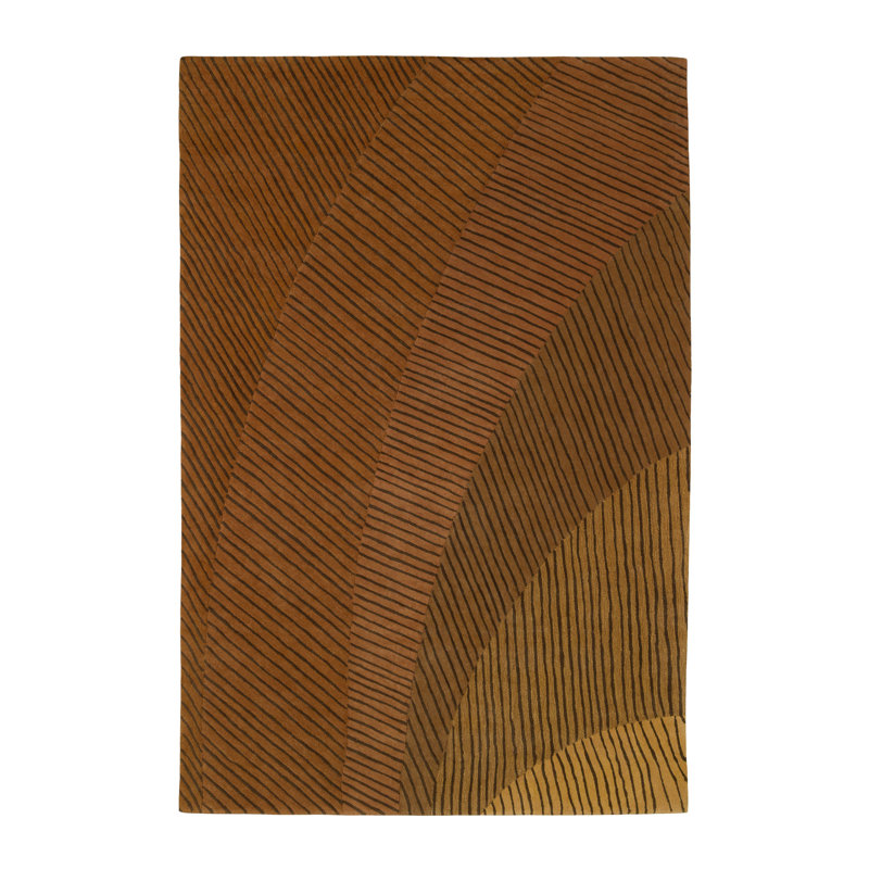 Ammonite Hand Tufted Wool Area Rug in Ocre, Rectangle 6'7" x 9'10"