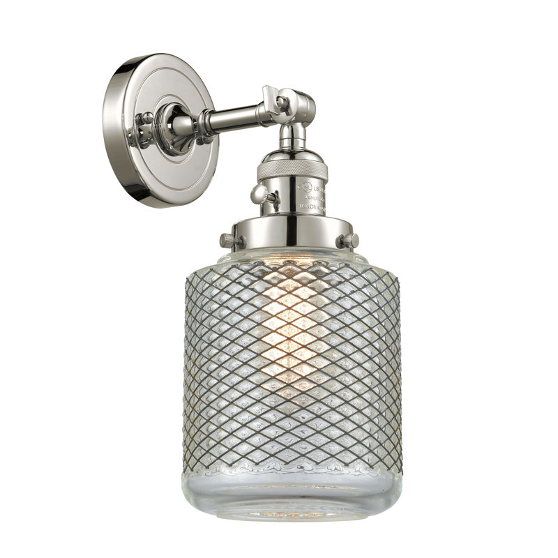 Applique murale à 1 lumière Garrity, Ampoule incandescente rétro de 60 watts, Nickel poli