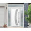 Porte d'entrée extérieure prémontée en acier Deux 6500 blanche, avec 2 fenêtres latérales et supérieures, inserts en acier inoxydable, style moderne, peinte, dimensions : L 16 + 36 + 16 x H 80 + 16, ouverture à gauche vers l'intérieur.-95265608-95265609-95265610