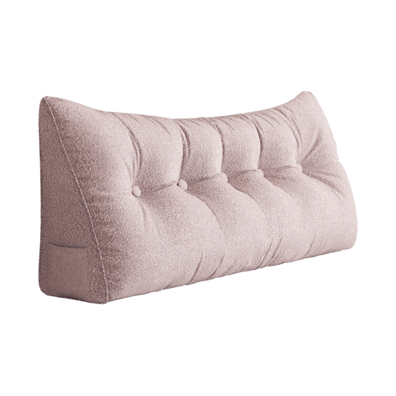 Sit-up Back Comfort Soft Triangular Bed Backrest Headboard Wedge Reading Pillow Compression, Queen, Solid Color, Light Pink