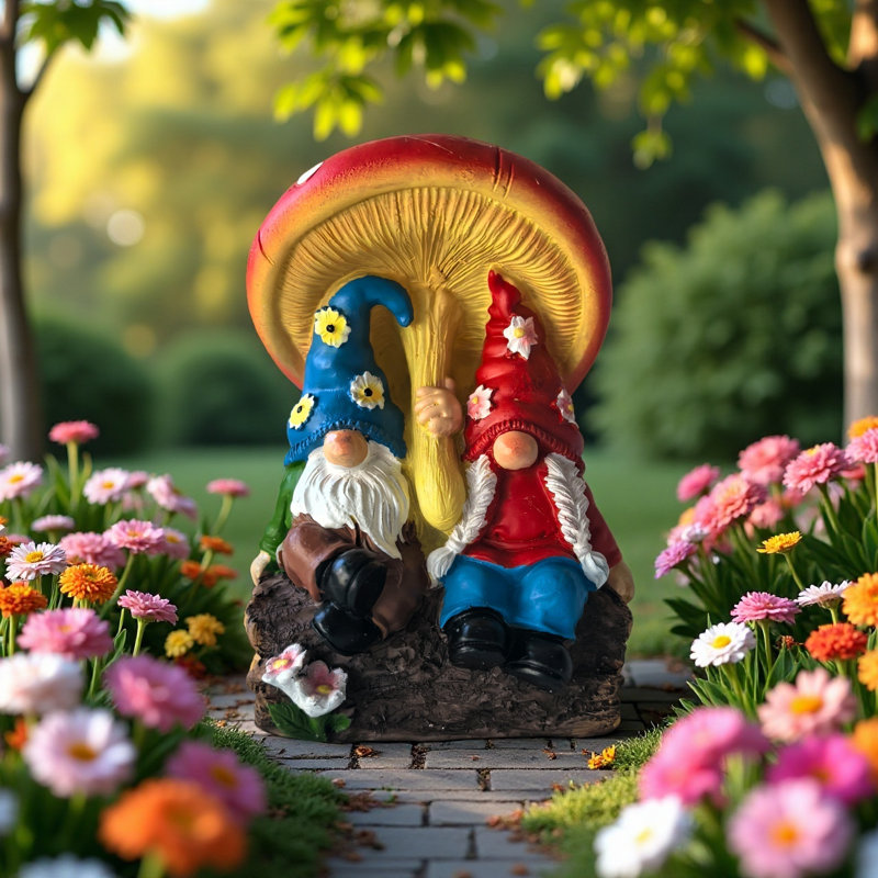 Statue de parasol fantaisie champignon nain, Red