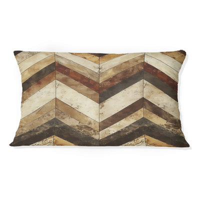 Brown Chevron Glam Print II - Midcentury Lumbar Pillow