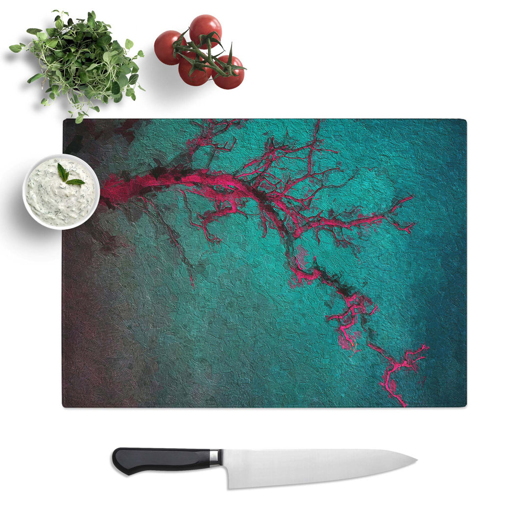 Tempered Glass the Midnight Tree in Abstract Chopping Board