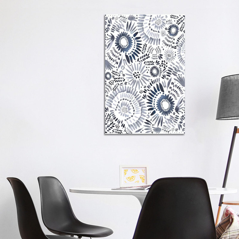Blue Floral Fun by Leah Straatsma - Wrapped Canvas Gallery-Wrapped Canvas Giclée, 66.04 cm H x 45.72 cm W x 1.91 cm D