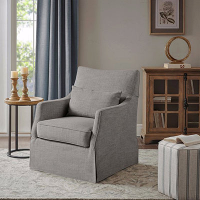 Chaise d'appoint pivotante grise 360 ° avec coussin de dossier
