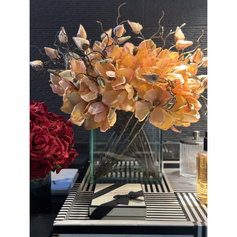 Magnolia Arrangement in Vase, Orange
