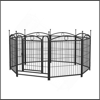 Parc pour chien 32 pouces intérieur 8 panneaux enclos en métal pour animal de compagnie clôture extérieure pour chien avec enclos, enclos pour chiots robustes pour grands et petits chiens