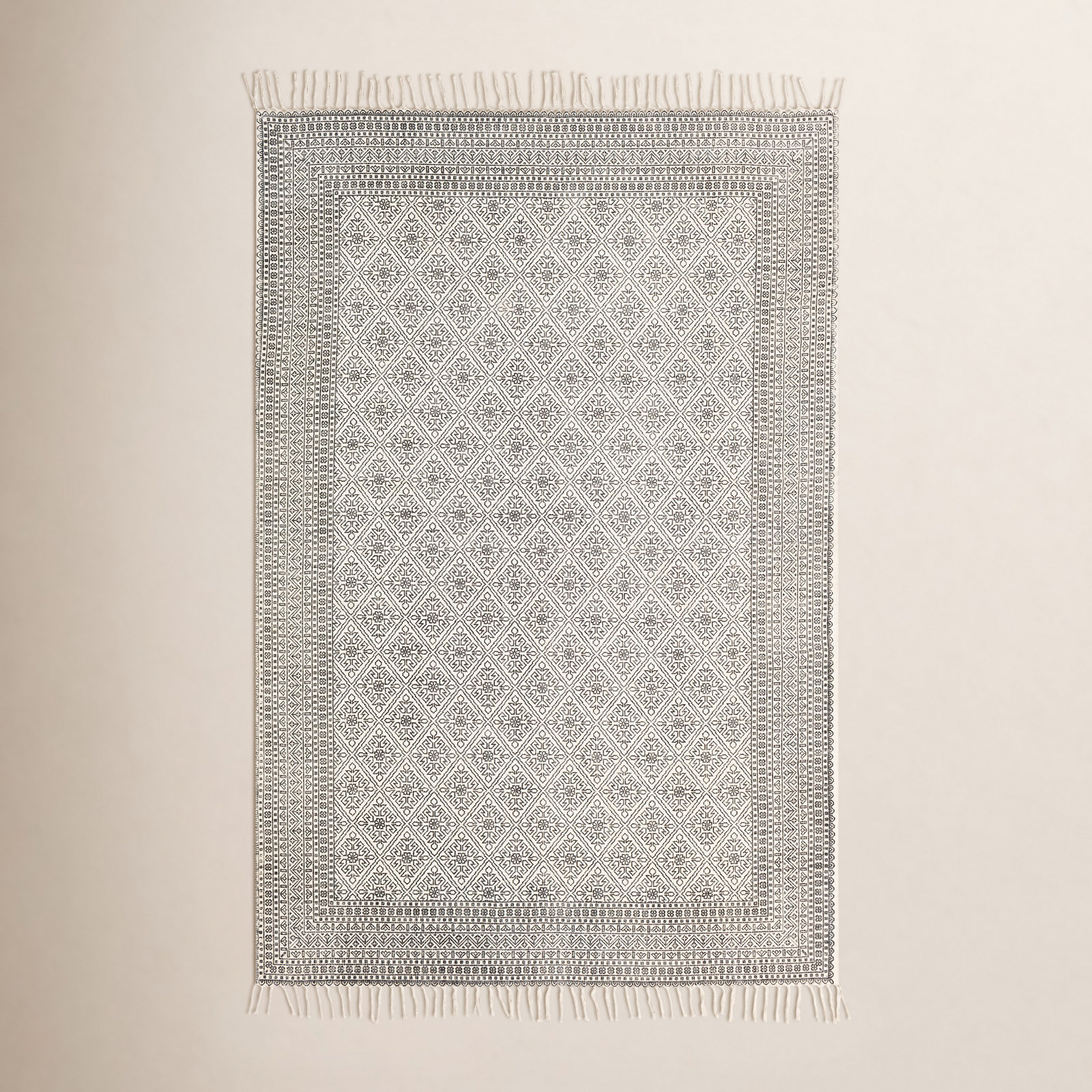 Janette Black Khaki Hand-Woven Cotton Rug, Rectangle 8' x 10'