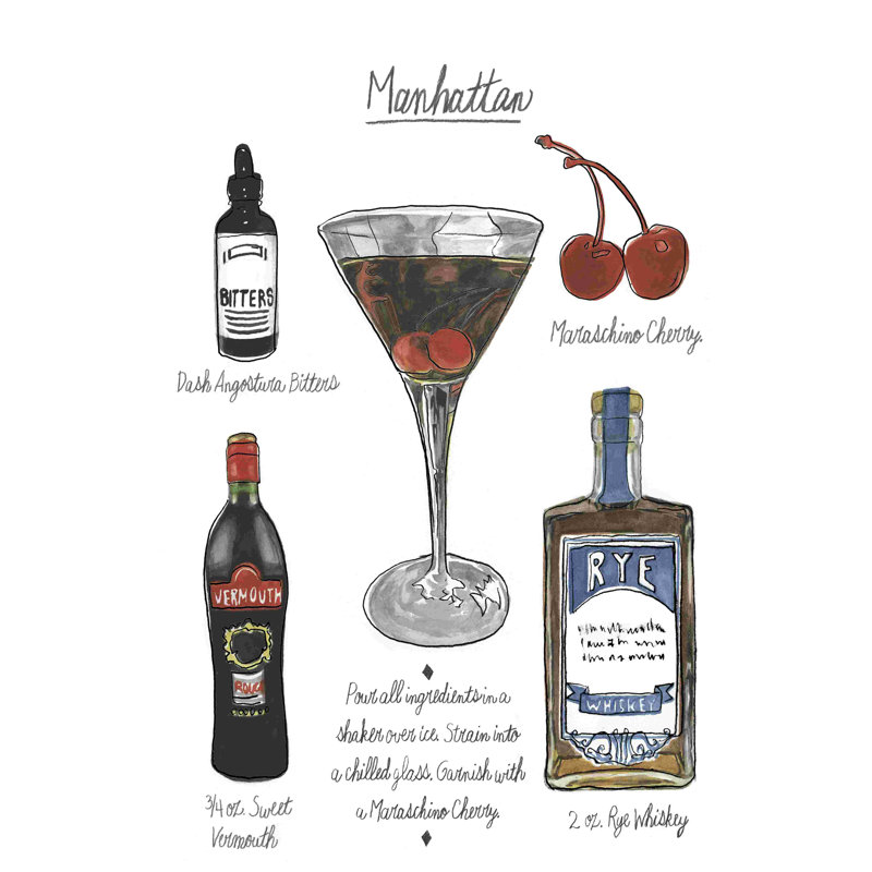Cocktail classique - Manhattan, H 18 po x l 12 po