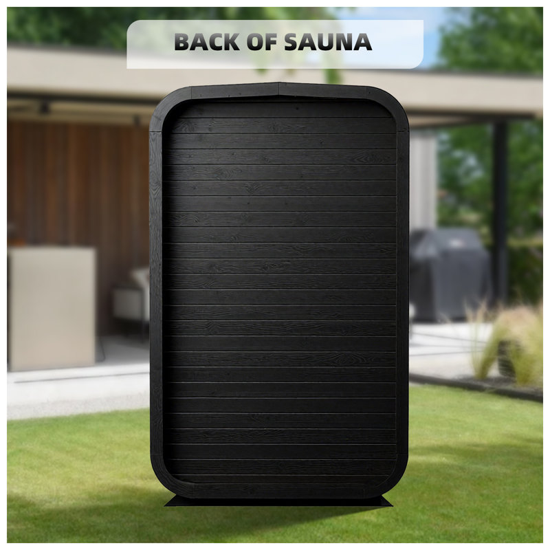 DUTHSS 2 Person Outdoor Cube Sauna Canadian Cedar 220V/4.5KW Electric Stove Barrel Sauna for Home, Black