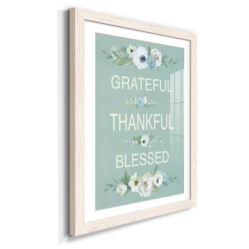 Grateful Thankful - impression encadrée sur papier, Blanc, H 37,5 po x l 27,5 po x P 1,5 po