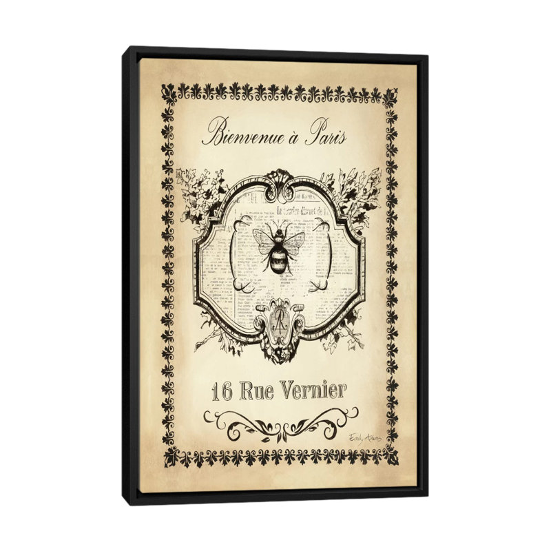 Reproduction d’art sur toile tendue « Paris Bees », H 26 po x l 18 po x P 1,5 po, Toile avec cadre noir, Pas de tapis