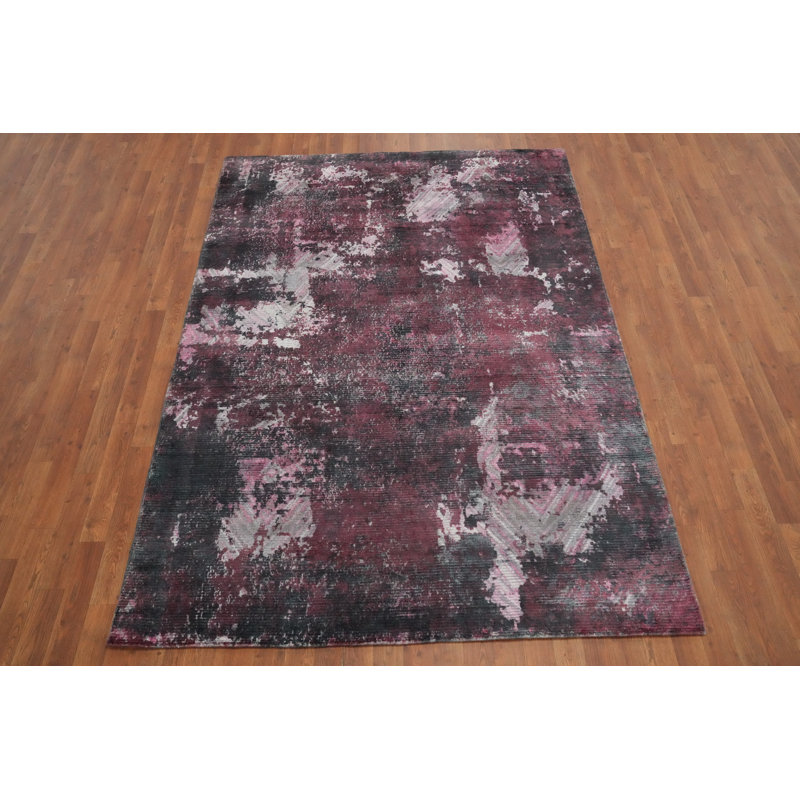 Tapis à motif abstrait expressionniste audacieux 6 x 8