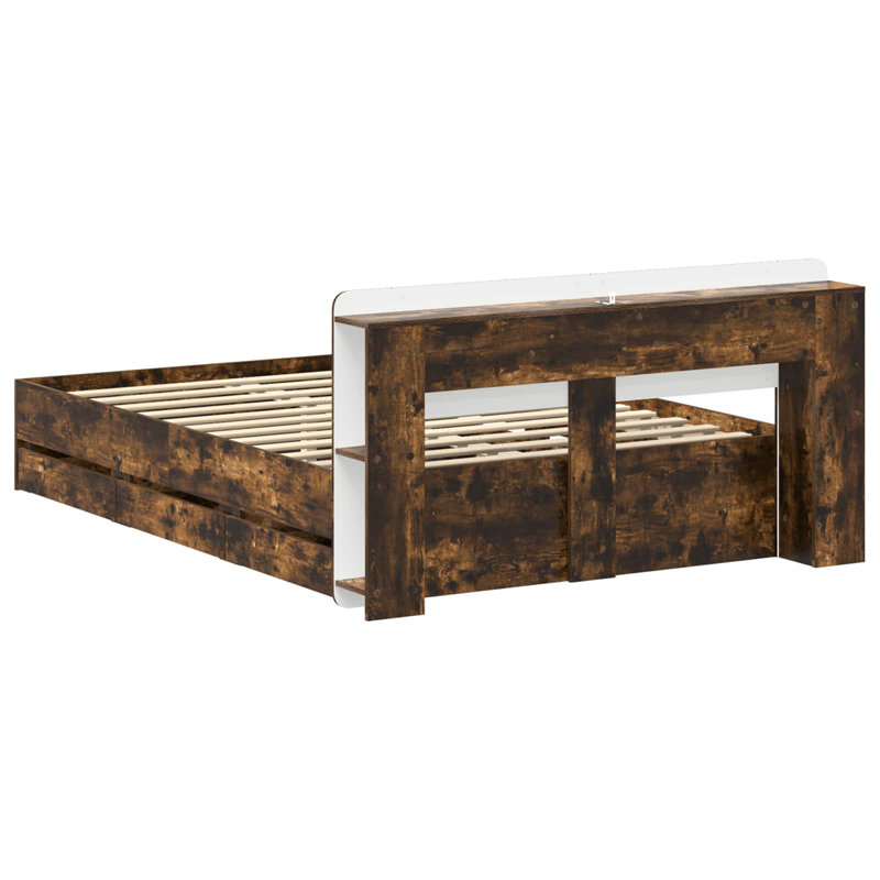 Bed Frame, Double (4'6), Smoked Oak