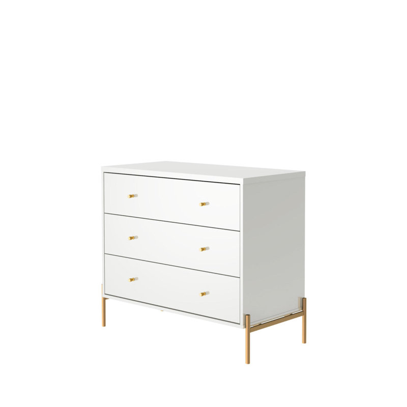 Commode 3 tiroirs l 36,96 po Gumtow, Blanc brillant