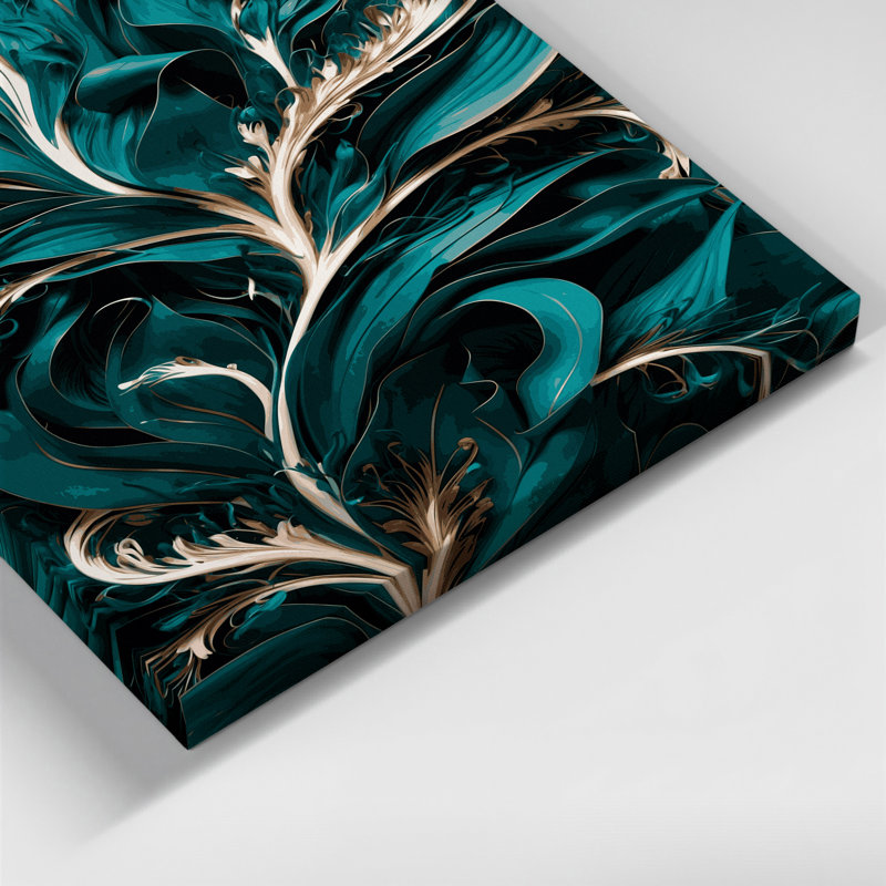 «Abstract Florals 15», art mural sur toile bleue, H 36 po x l 24 po