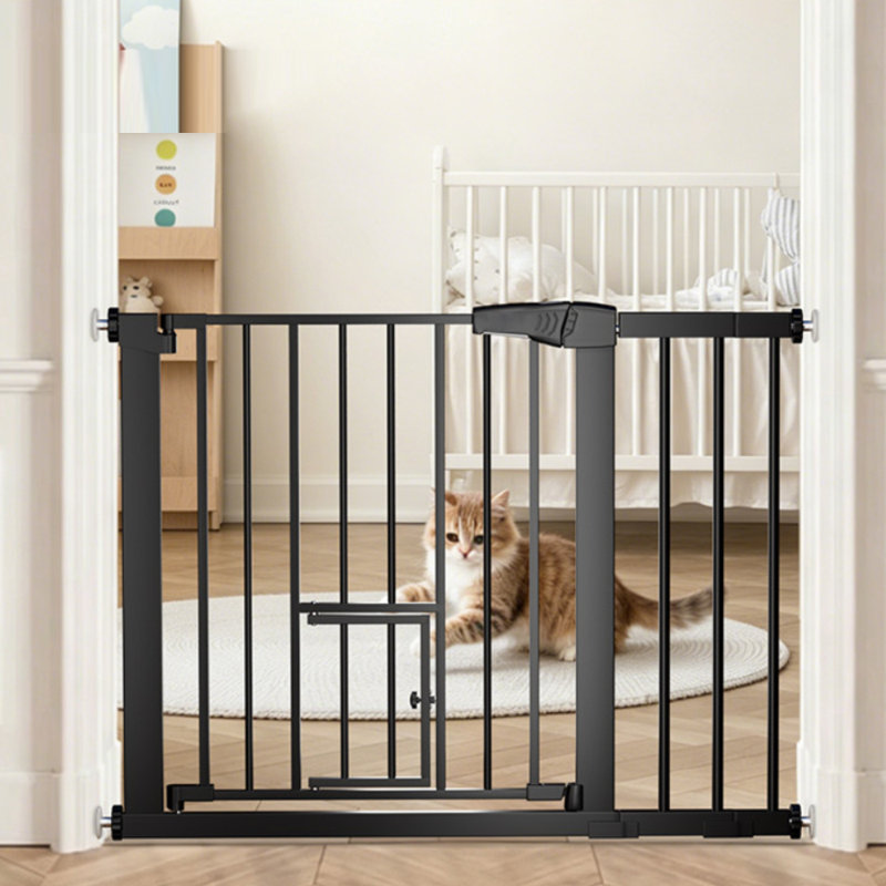 Barrière de sécurité à fermeture automatique avec porte pour animaux 29,5 "à 40,5" pour portes d'escalier, Noir