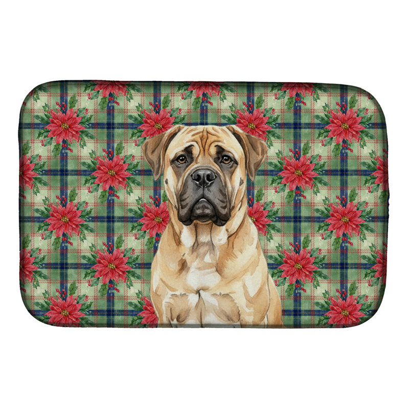 Tapis de vaisselle Bullmastiff Christmas PoinsettIas