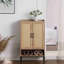 Range-chaussures avec portes en rotin, range-chaussures à 5 niveaux avec tablettes ouvertes, range-chaussures en bois, pour vestibule, vestibule
