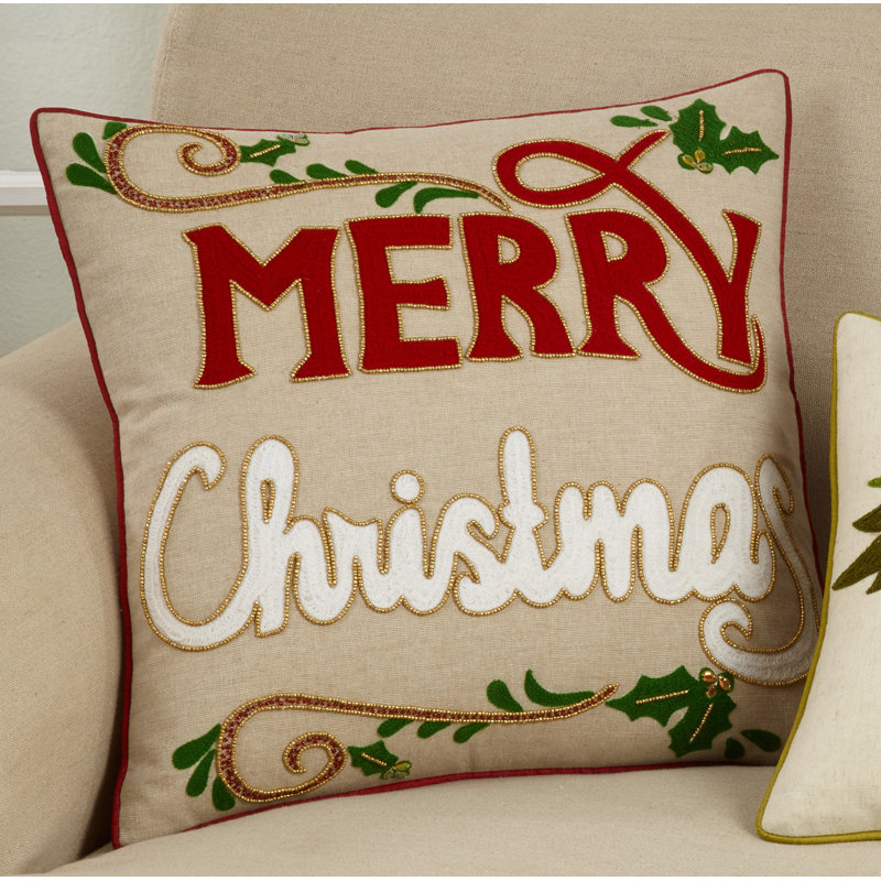 Merry Christmas Design Cotton Pillow Cover