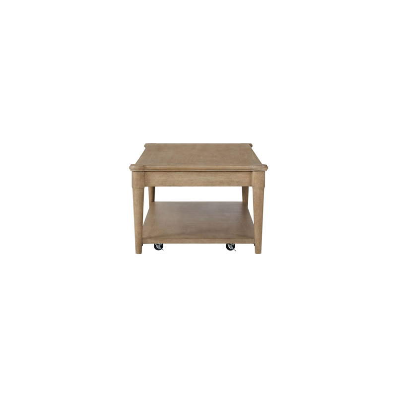Table de cocktail à deux tons de couleur sable, transitionnel décontracté, bois massif +, 48 po X P 27,56 po x H 18,57 po