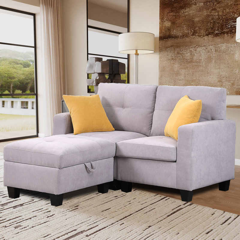 Upholstered Modern Modular Sofa, Gray