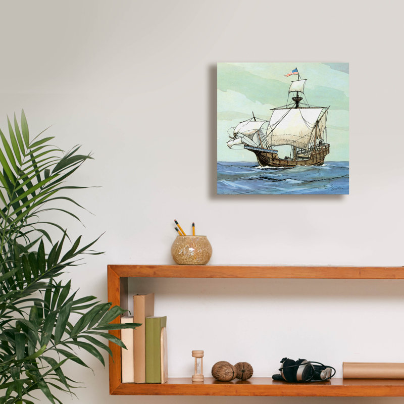 «Nautical Ships-a» par Jean Plout, art mural sur toile, H 12 po x l 12 po x P 0,75 po
