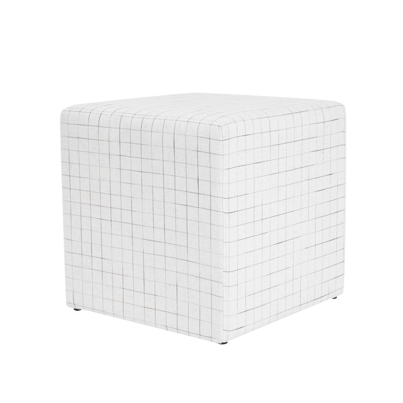  Soft Cube Ottoman - Natural Windowpane, Cream Plaid