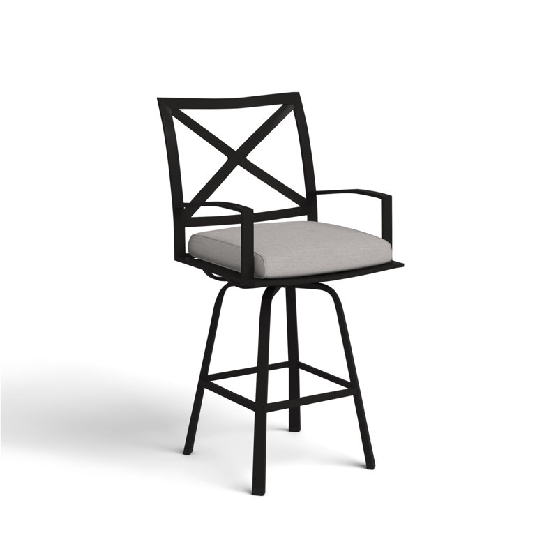 La Jolla Outdoor Swivel Bar Stool, Canvas Flax Sunbrella®, Counter Stool (26" Seat Height)