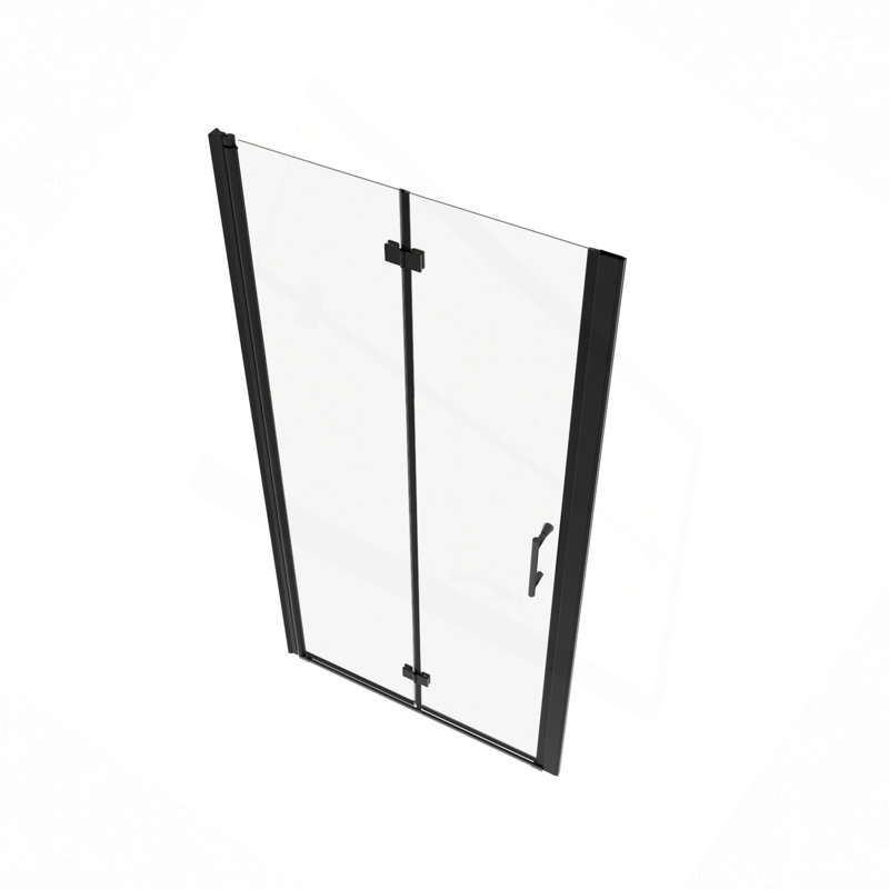 Porte de douche universelle avec verre trempé de 1/4 po, Noir mat
