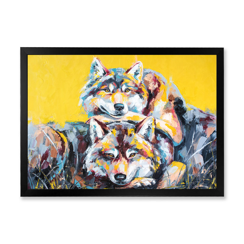 «Colorful Wolf Wildlife Emotion», reproduction sur toile flottante, Cadre photo noir, H 8 po x l 12 po x P 1 po