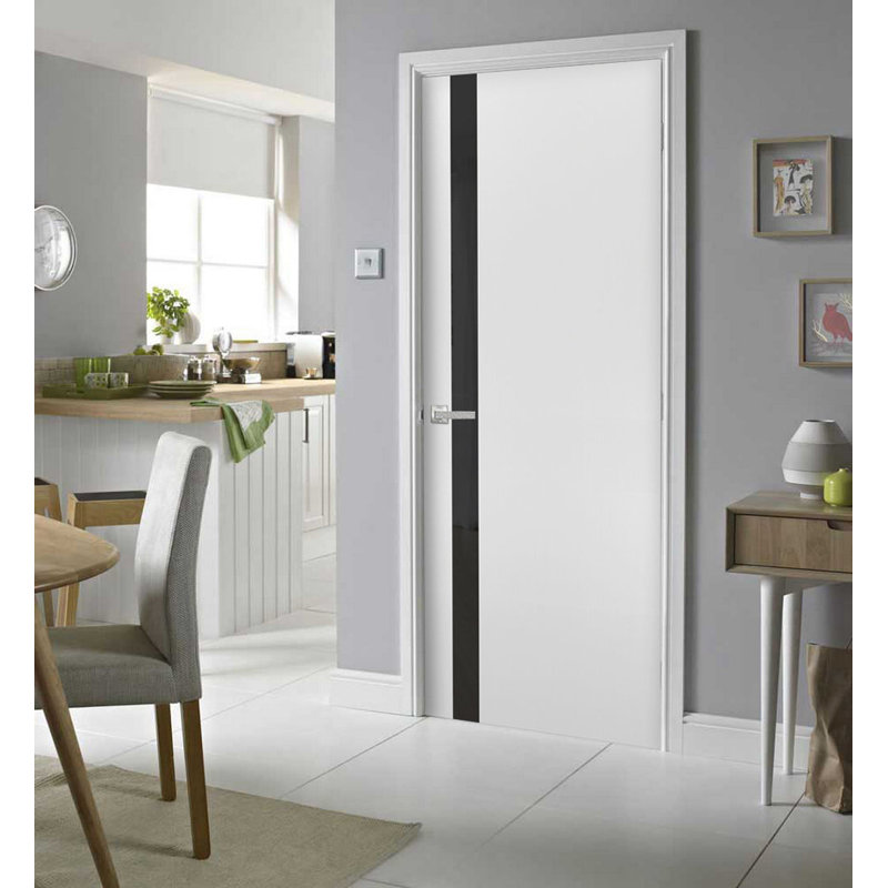 Porte standard en bois manufacturé à panneaux en verre givré Planum, 18 po x 80 po, Blanc