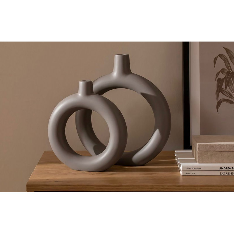 Cyriacos Ceramic Table Vase, Mink, 18cm H x 18cm W x 27cm D