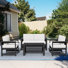 Ensemble de conversation en PEHD pour 4 personnes avec coussins