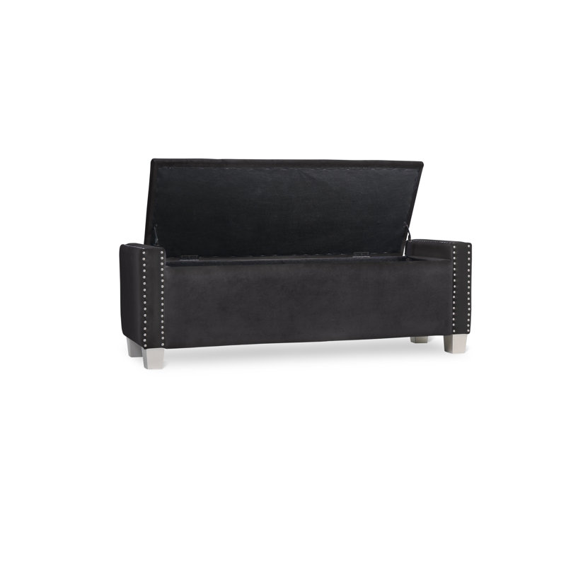 Thecle Upholstered Storage Bench, Black