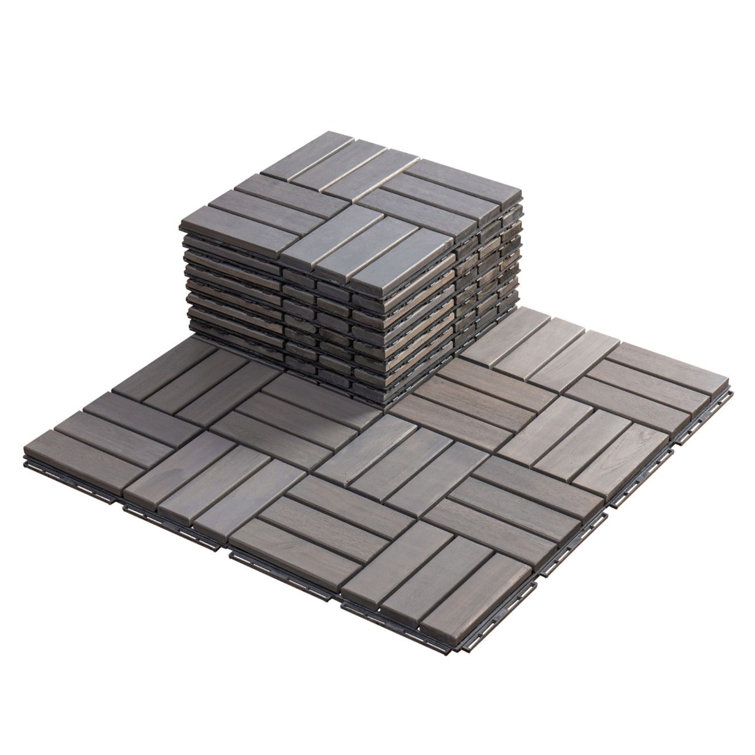 12" X 12" Wood Interlocking Deck Tile Checker Pattern