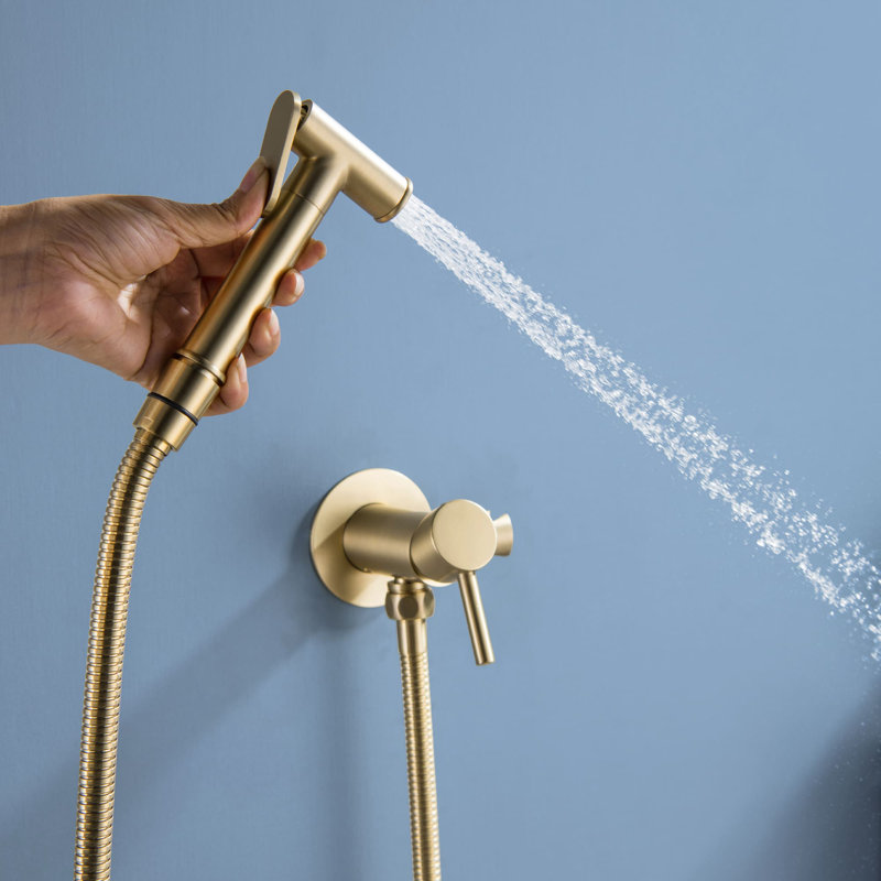 Single-Hole Horizontal Bidet Faucet, Brushed Gold