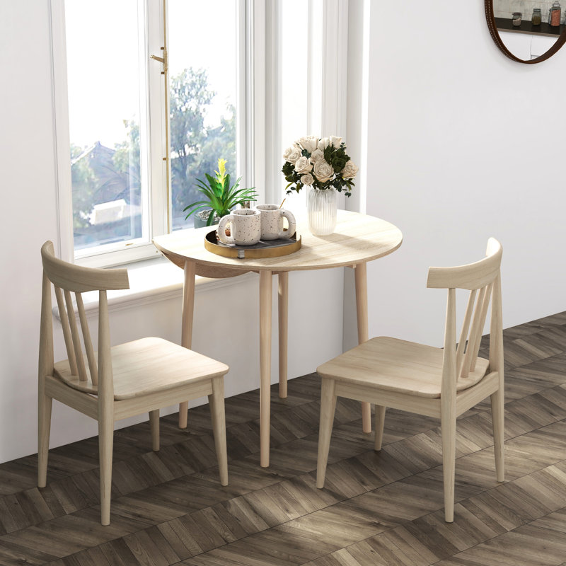 Table de salle à manger pliante de 35 po pour les petits espaces, pieds en bois massif, couleur chêne, différentes occasions en chêne, s'utilise dans les espaces