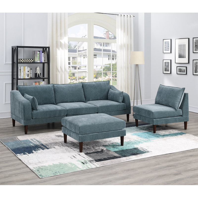 Angellina Upholstered L-Shaped Sectional Reversible, Gray