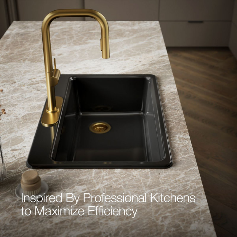 Riverby 33" Top-Mount Single-Bowl Kitchen Sink, 3 hole, Black