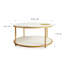Table basse ronde blanche en mélamine à deux niveaux avec rangement intégré pour le confort d'un salon moderne-7264577-7264591