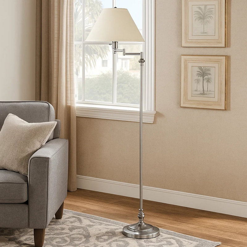 Mara 59'' Silver Swing Arm Floor Lamp